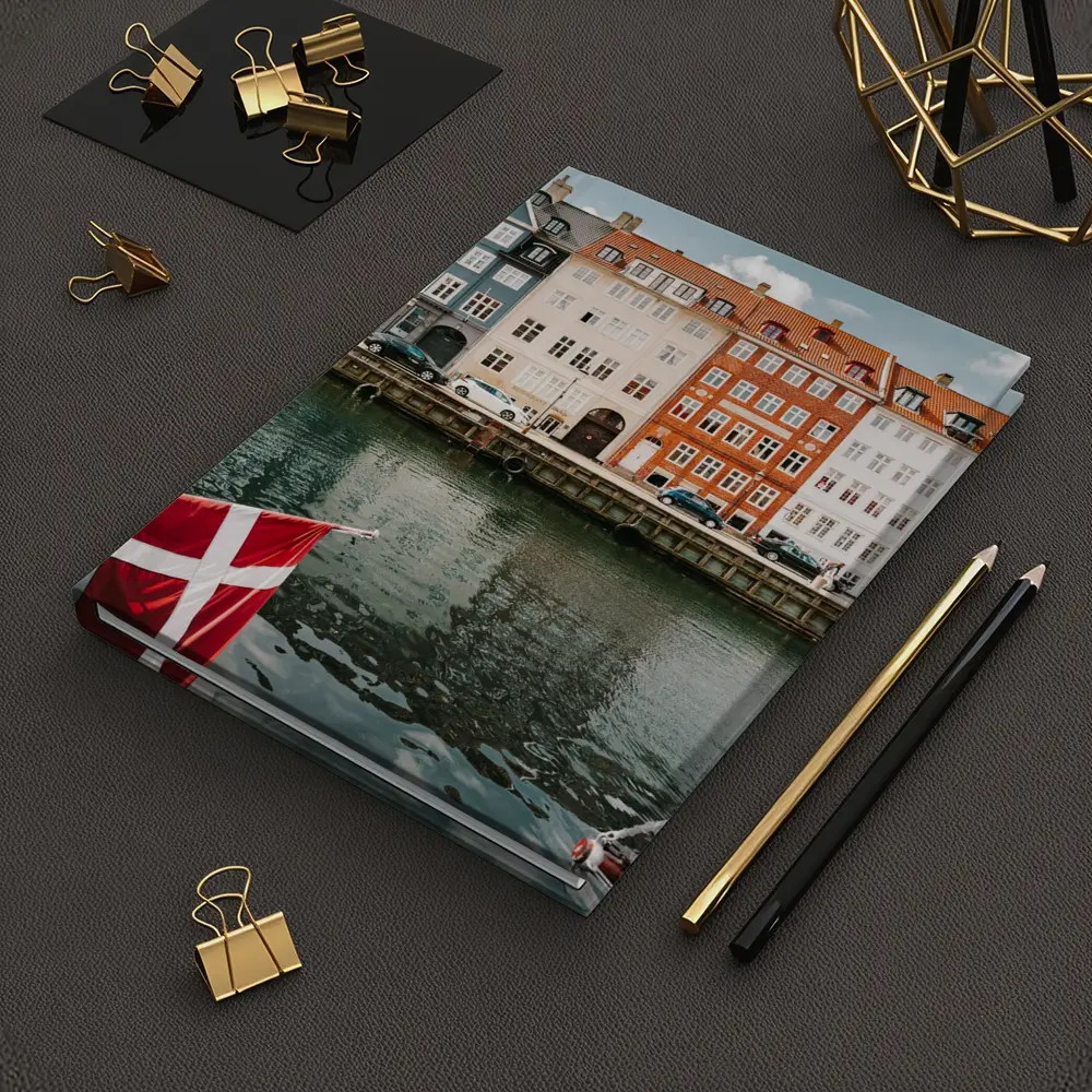 Nyhavn Canal Colorful Buildings Danish Flag – Notebooks