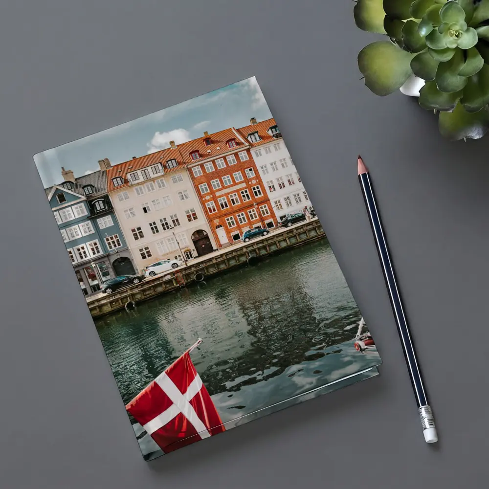 Nyhavn Canal Colorful Buildings Danish Flag – Notebooks