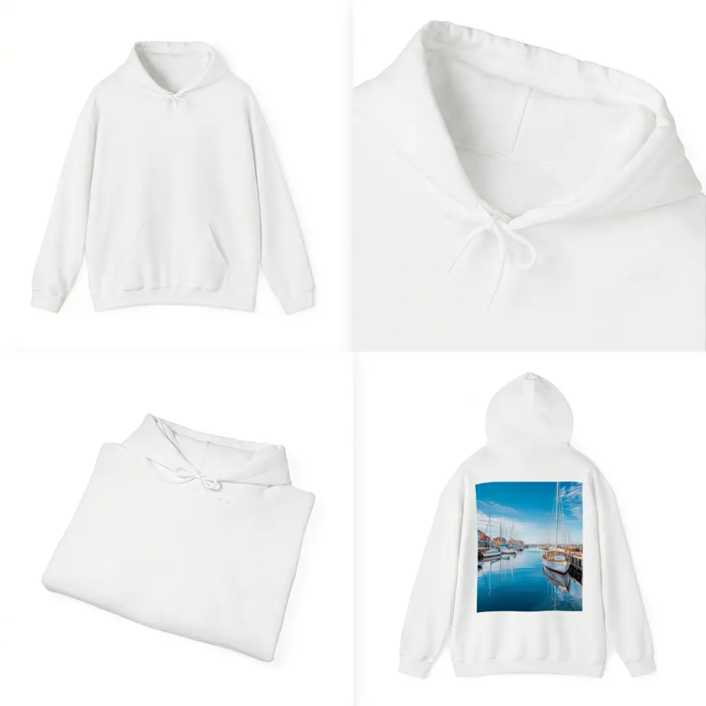 Sailboats Moored in Calm Blue Harbor – Hoodies