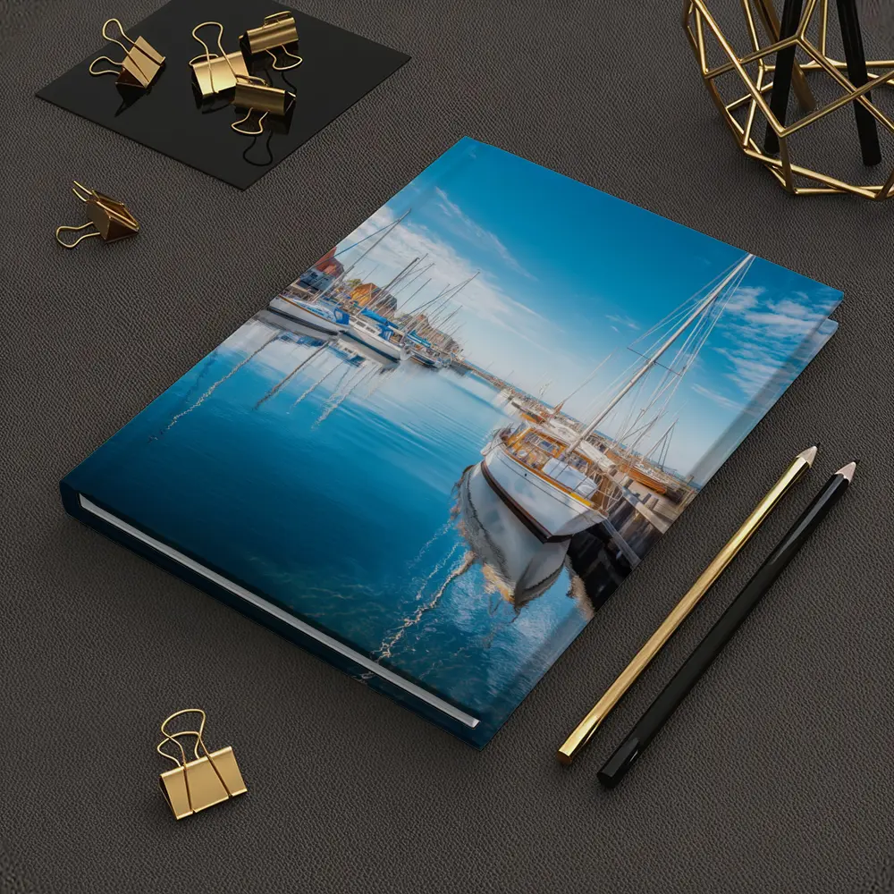 Sailboats Moored in Calm Blue Harbor – Notebooks