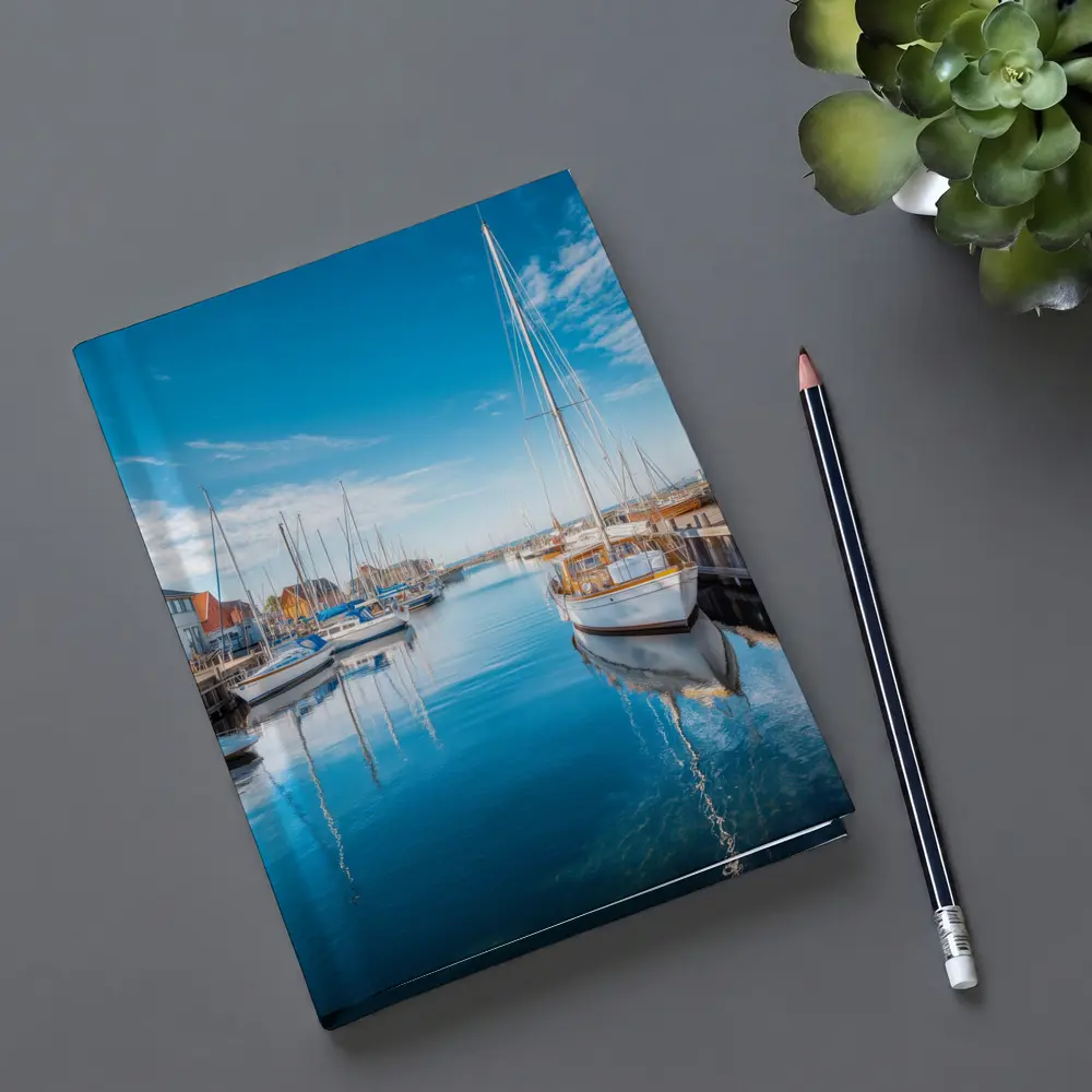 Sailboats Moored in Calm Blue Harbor – Notebooks