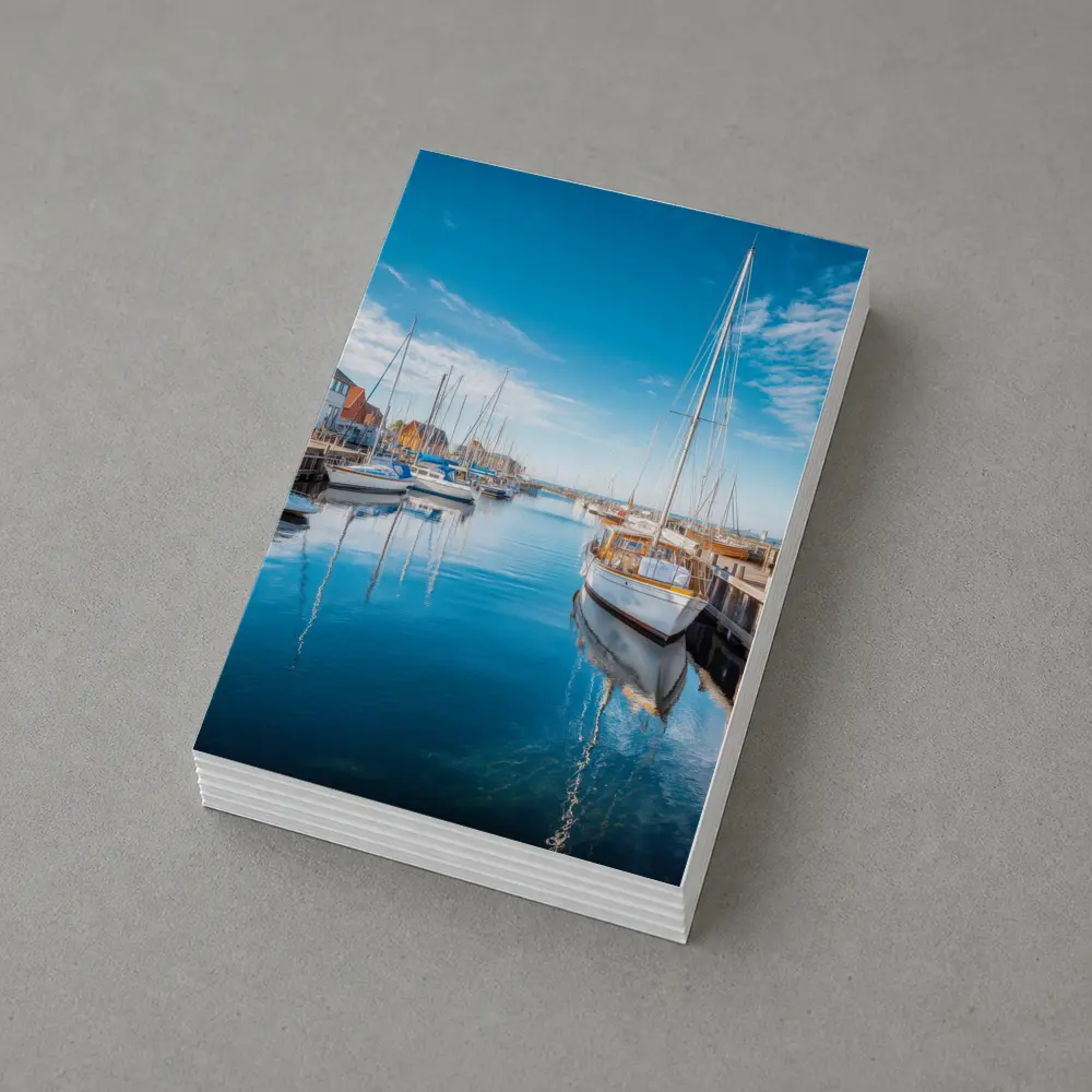 Sailboats Moored in Calm Blue Harbor – Postcards