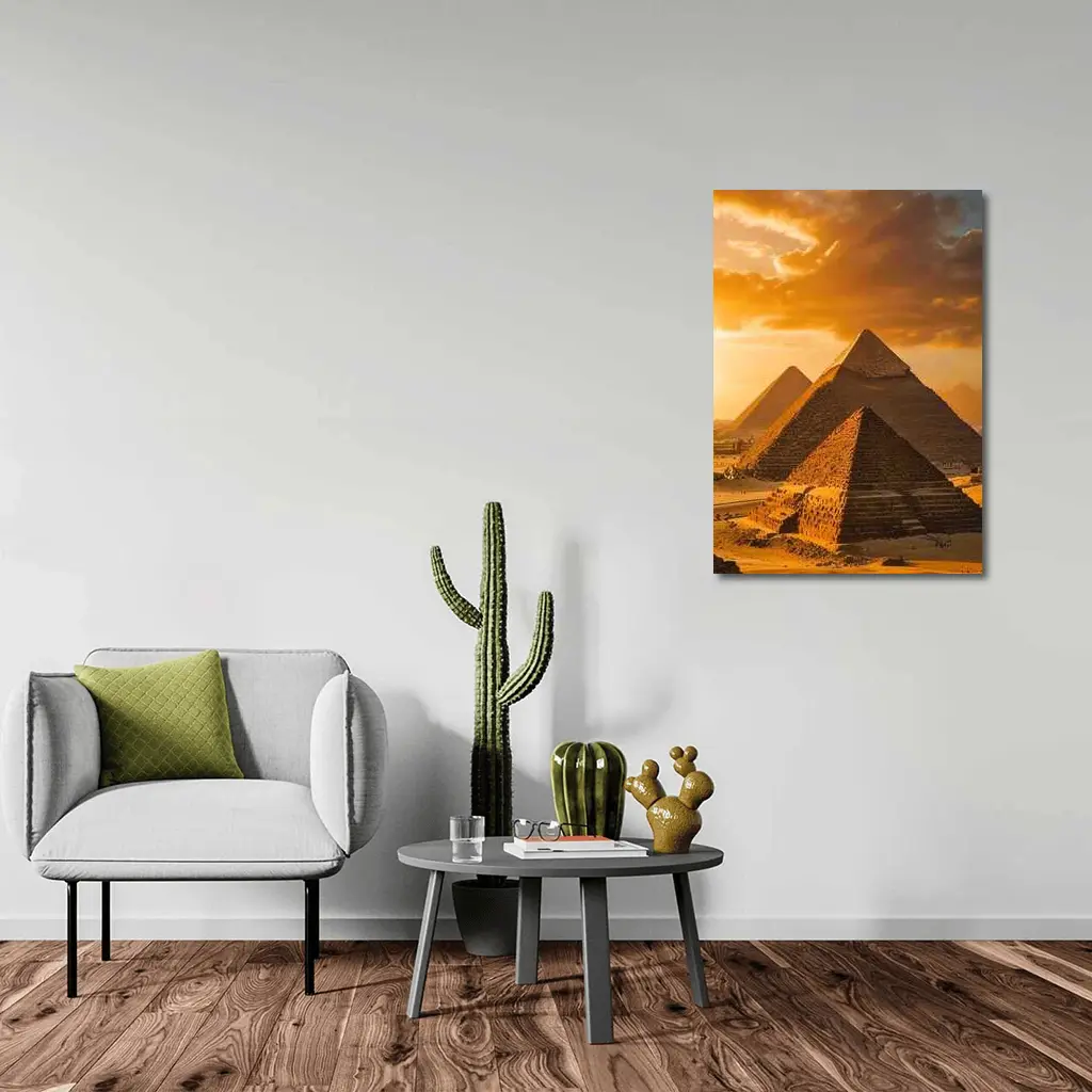 Giza Pyramids Egypt Golden Sunset Sky – Wall Art