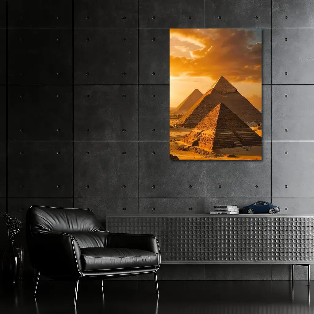 Giza Pyramids Egypt Golden Sunset Sky – Wall Art