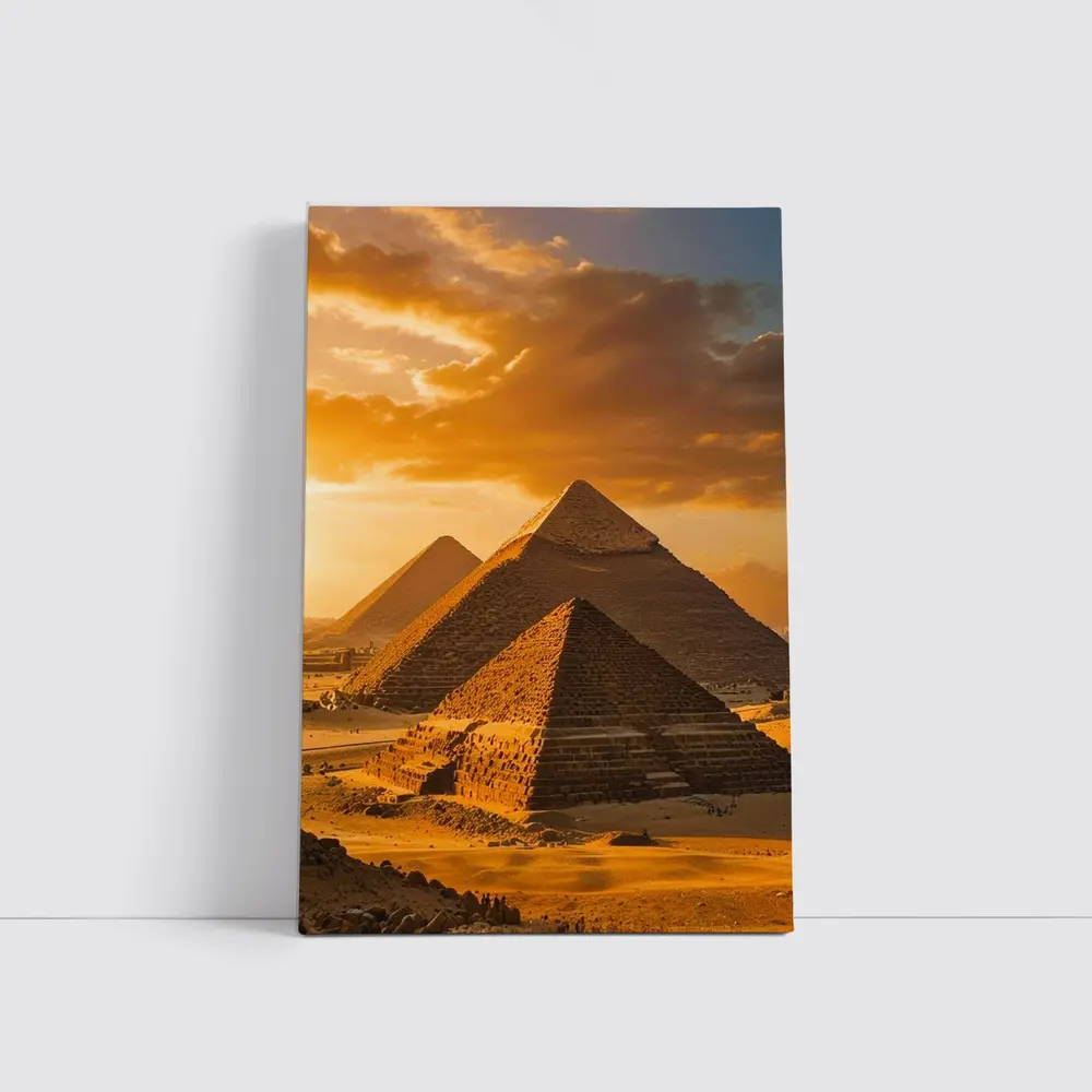 Giza Pyramids Egypt Golden Sunset Sky – Wall Art
