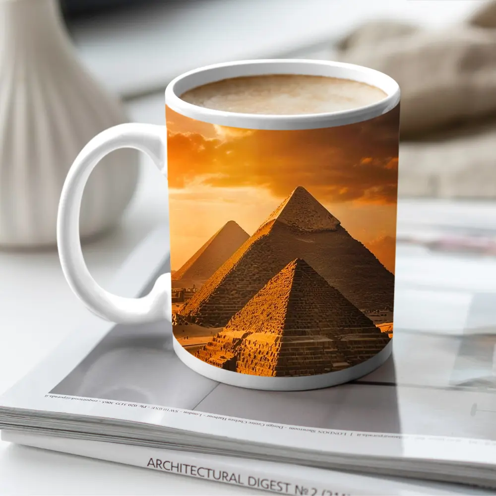 Giza Pyramids Egypt Golden Sunset Sky – Mugs
