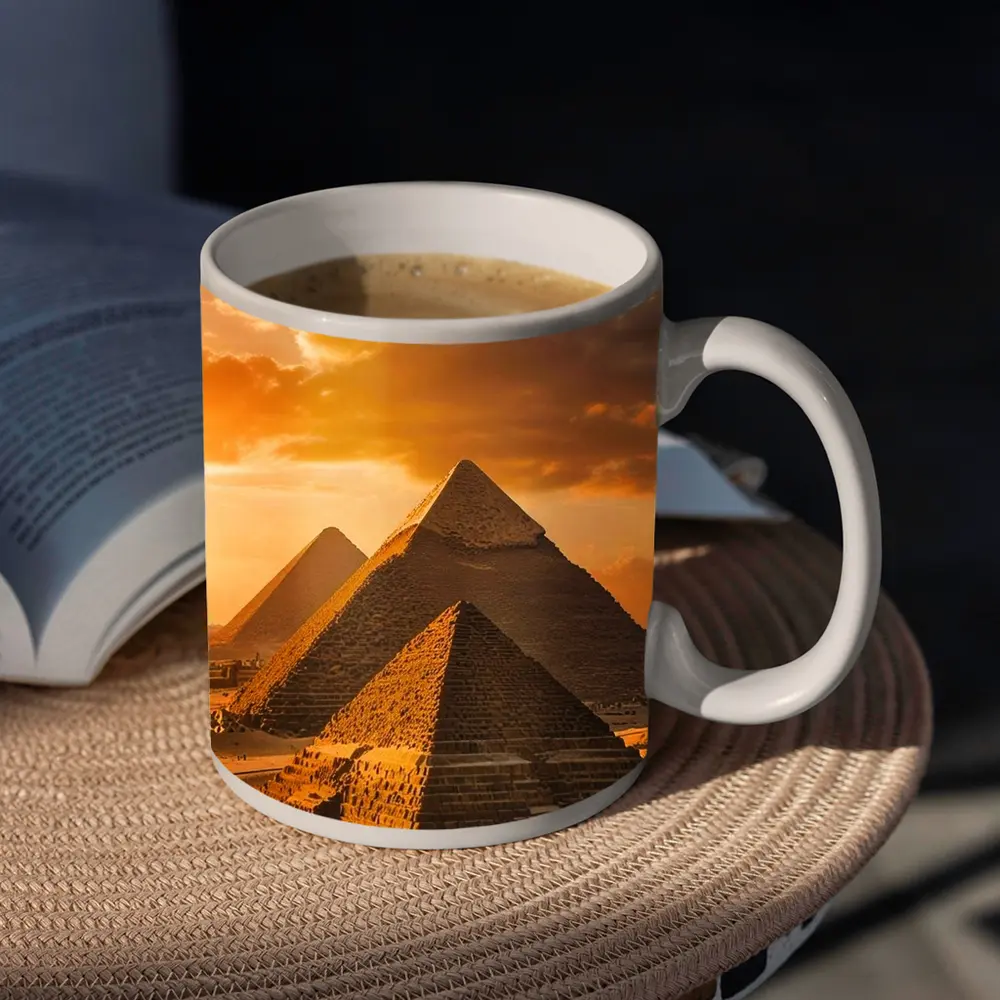 Giza Pyramids Egypt Golden Sunset Sky – Mugs