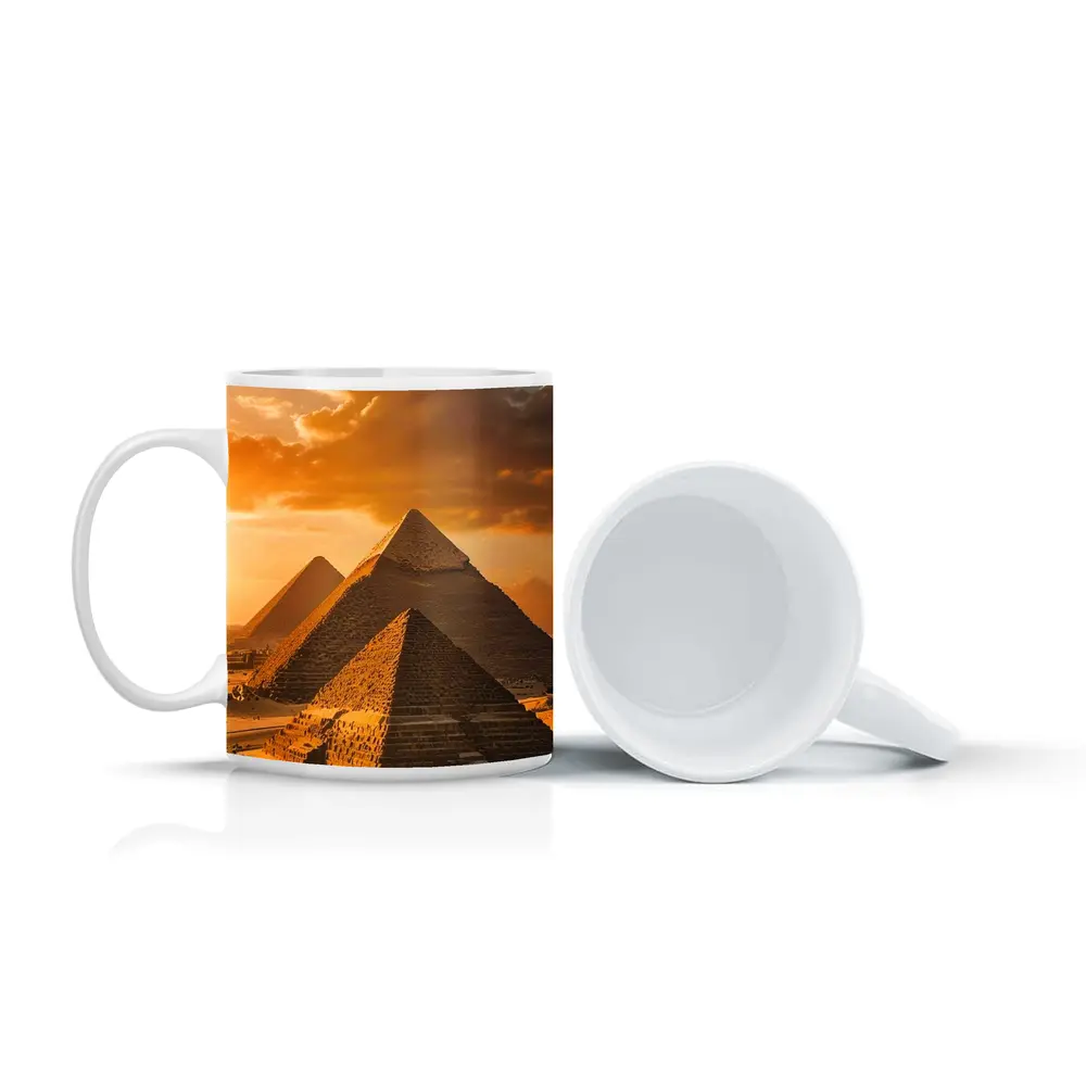 Giza Pyramids Egypt Golden Sunset Sky – Mugs