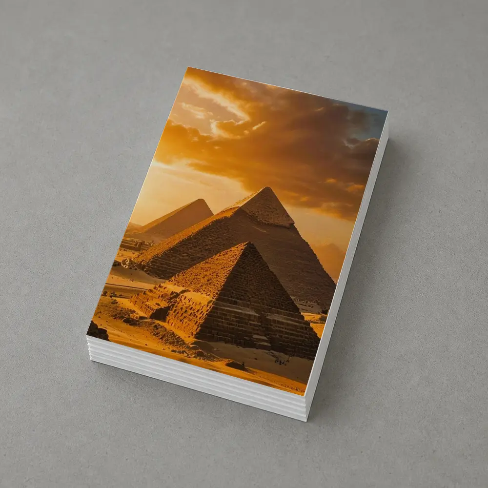 Giza Pyramids Egypt Golden Sunset Sky – Postcards