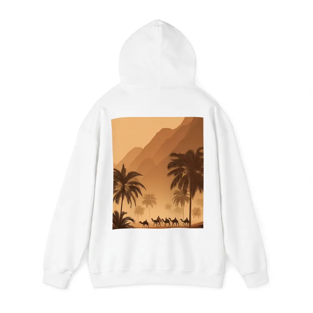 Camel Caravan Desert Palm Trees Mountains – Hoodies