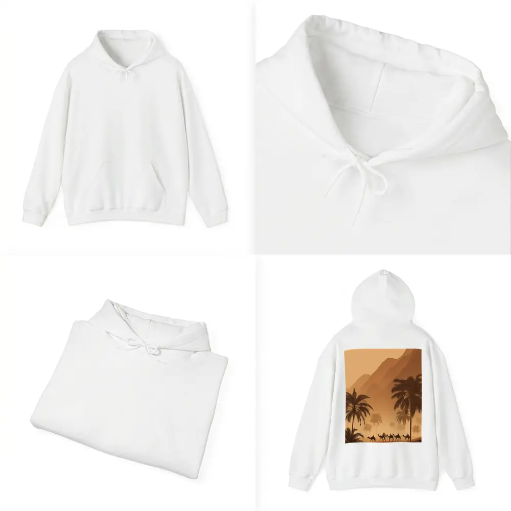 Camel Caravan Desert Palm Trees Mountains – Hoodies