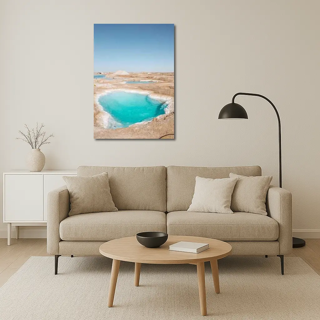 Turquoise Pool Arid Desert Dry Landscape – Wall Art