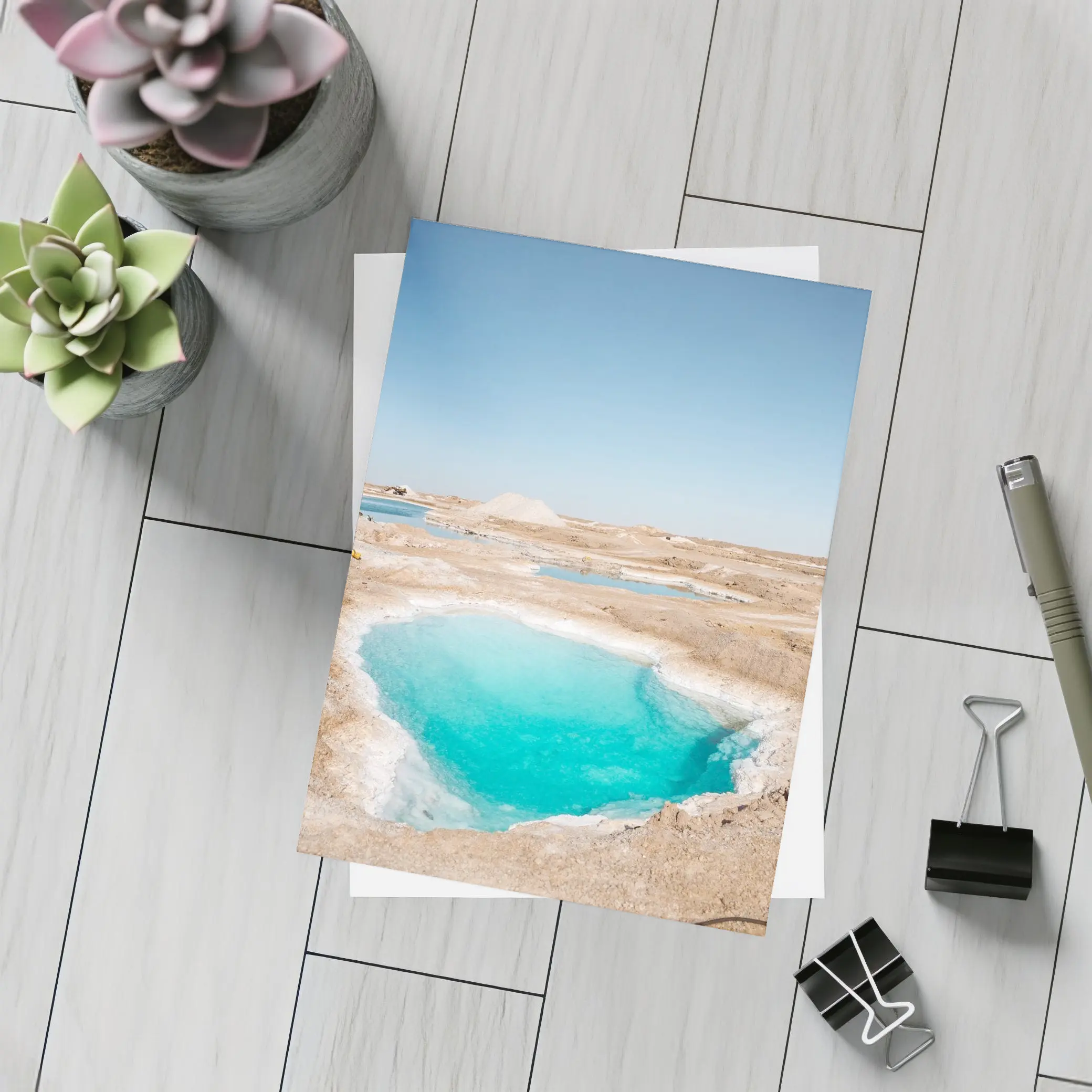 Turquoise Pool Arid Desert Dry Landscape – Postcards