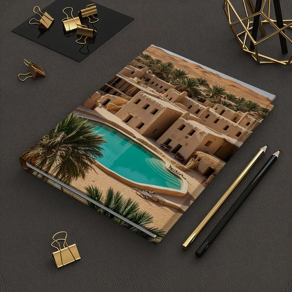 Desert Oasis Adobe Village Pool Scene – Notebooks