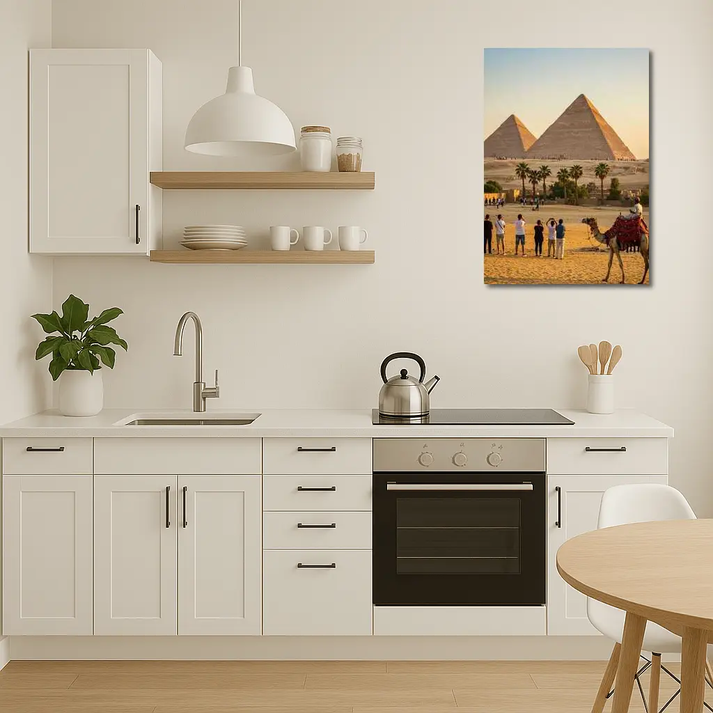 Pyramids of Giza Camels Desert Egypt – Wall Art