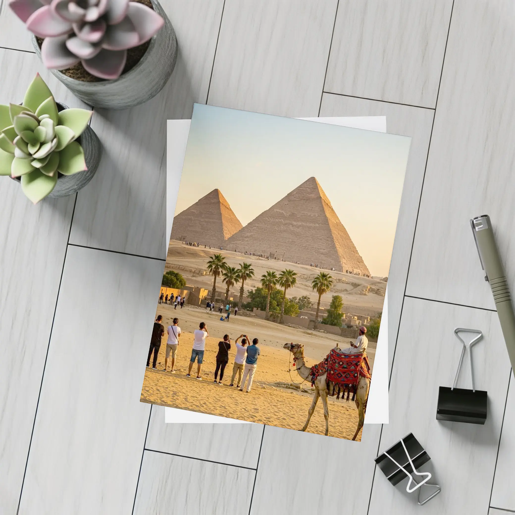Pyramids of Giza Camels Desert Egypt – Postcards