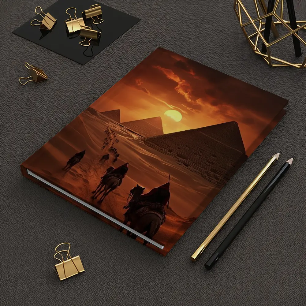 Camel Caravan Giza Pyramids Desert Sunset – Notebooks