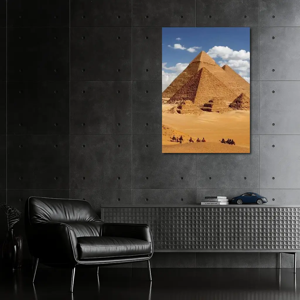 Giza Pyramids Camel Caravan Desert Egypt – Wall Art
