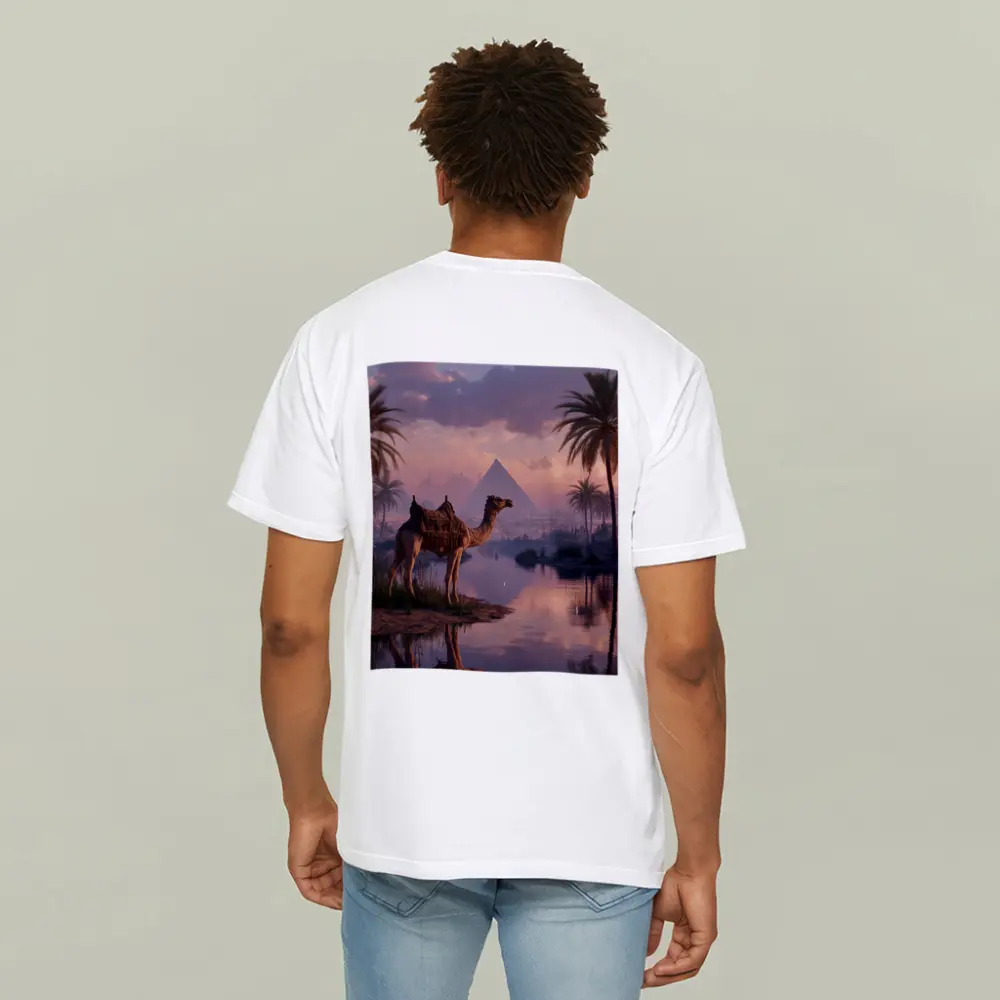 Camel by Nile River Egyptian Pyramids Sunset – T-Shirts