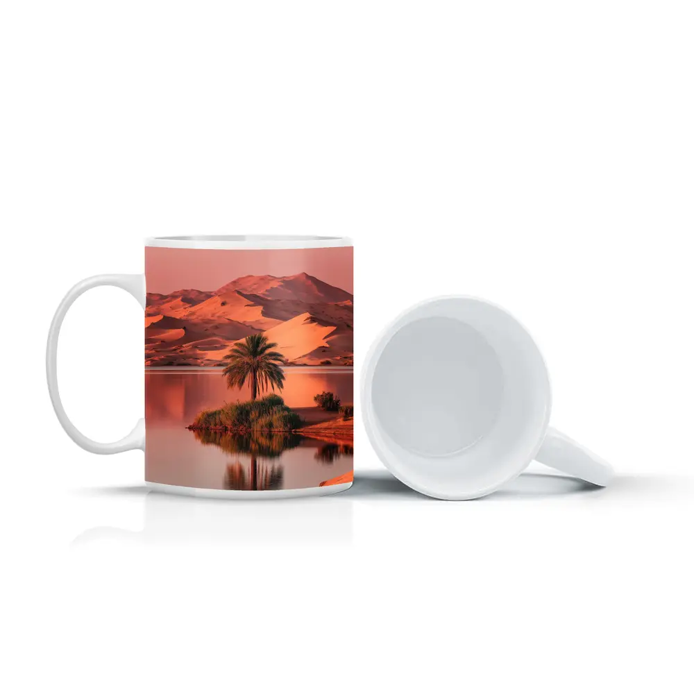 Desert Oasis Palm Tree Sand Dunes Sunset – Mugs