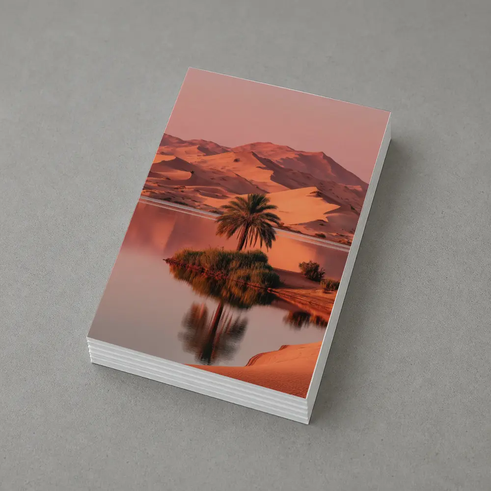 Desert Oasis Palm Tree Sand Dunes Sunset – Postcards