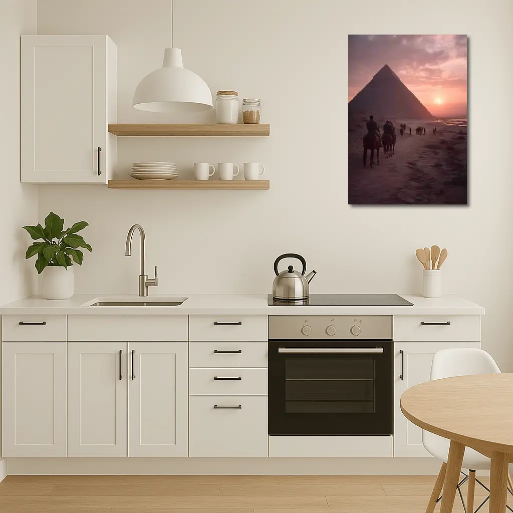 Horses Riding Past Giza Pyramid At Sunset – Wall Art