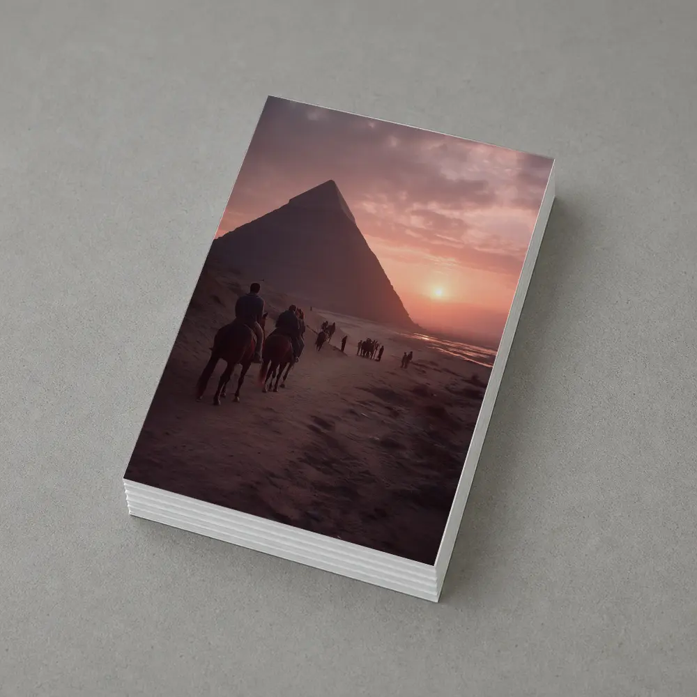 Horses Riding Past Giza Pyramid At Sunset – Postcards