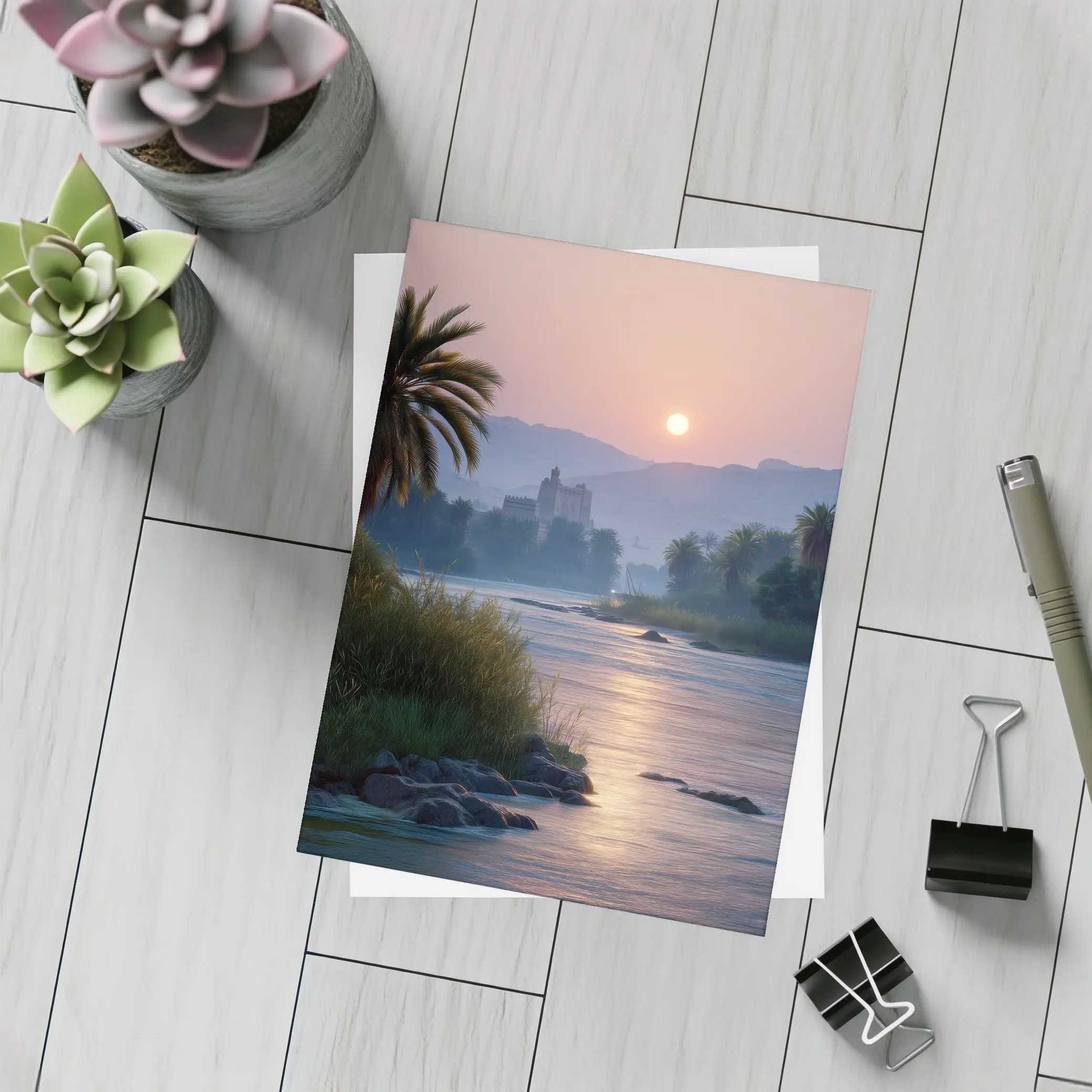 Nile River Sunset Egypt Ancient Temple – Postcards