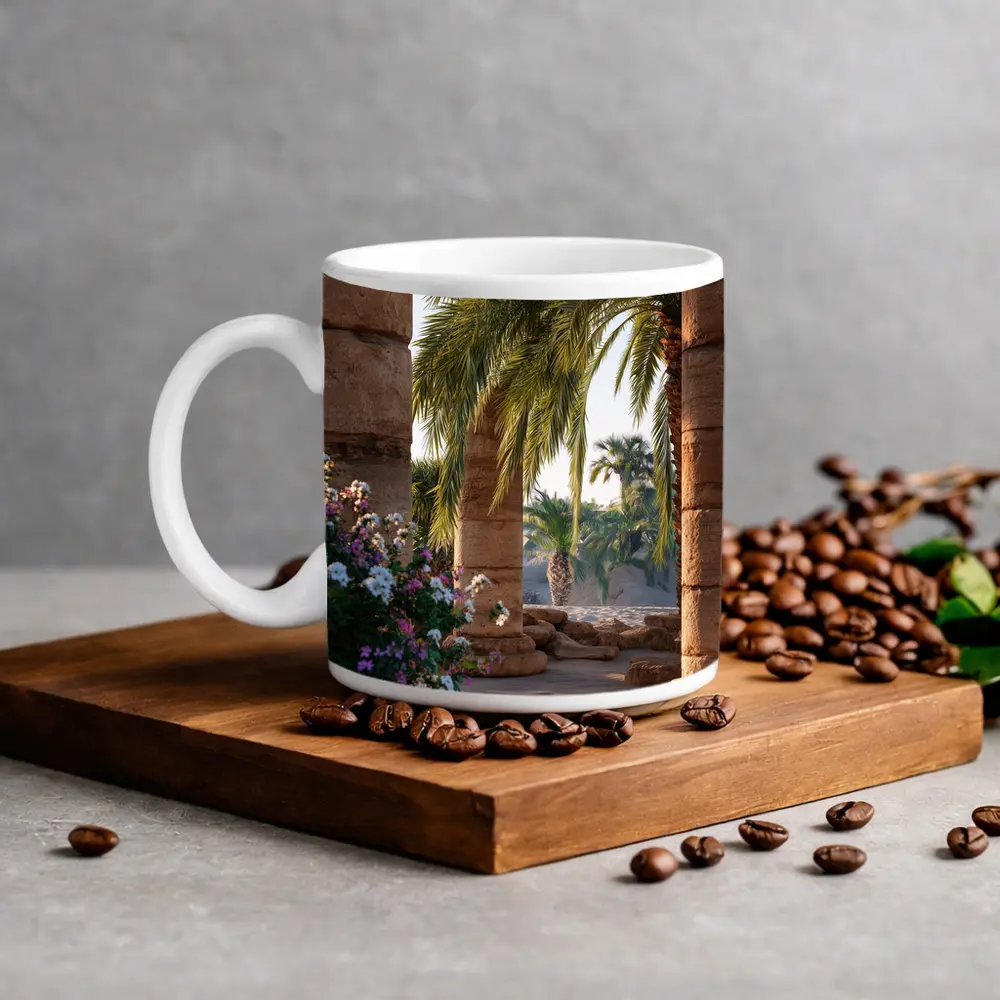 Ancient Egyptian Temple Columns Palm Trees – Mugs