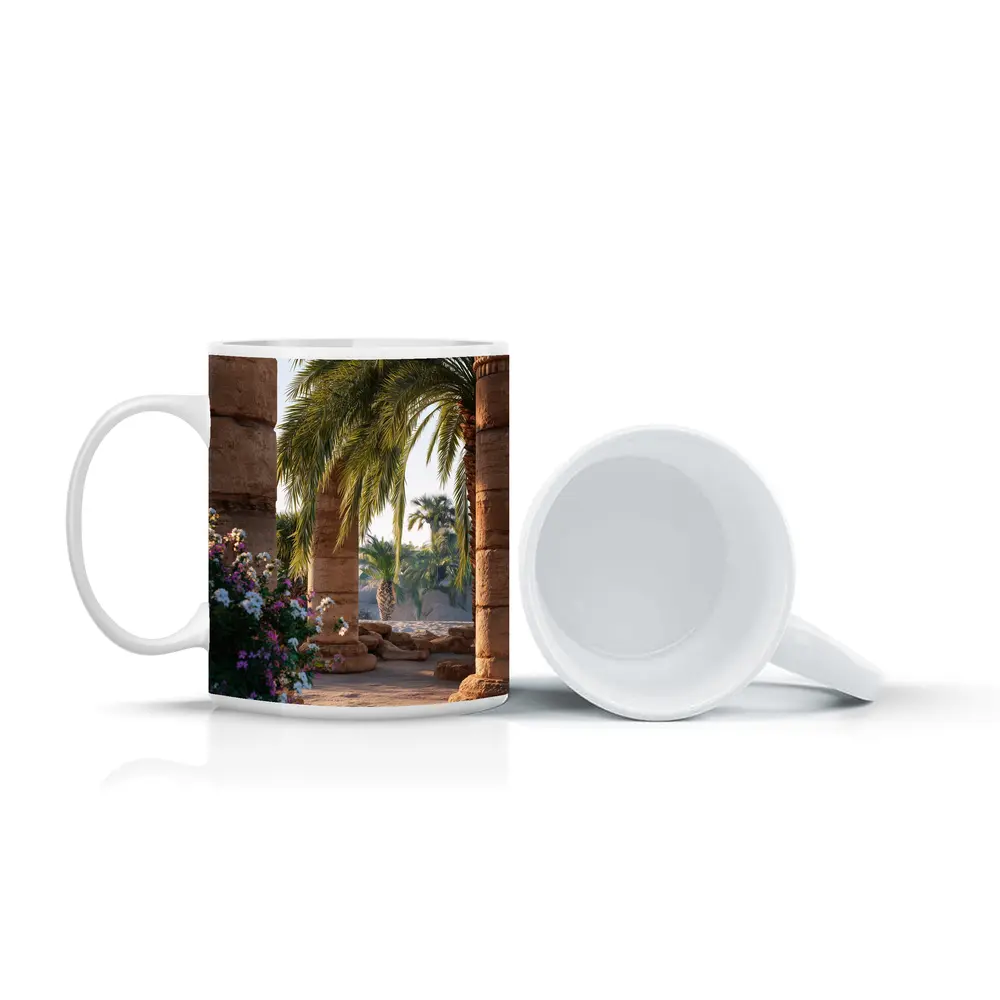 Ancient Egyptian Temple Columns Palm Trees – Mugs