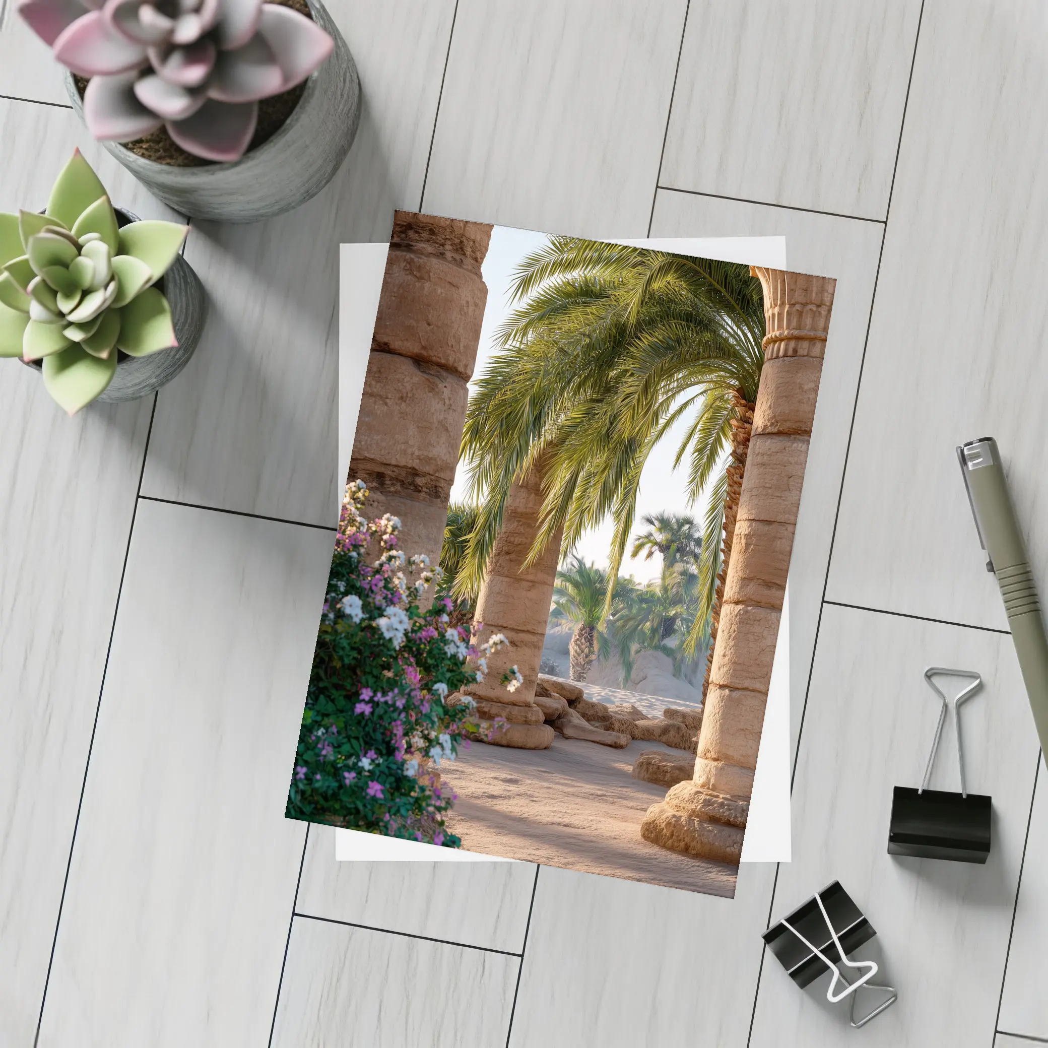 Ancient Egyptian Temple Columns Palm Trees – Postcards