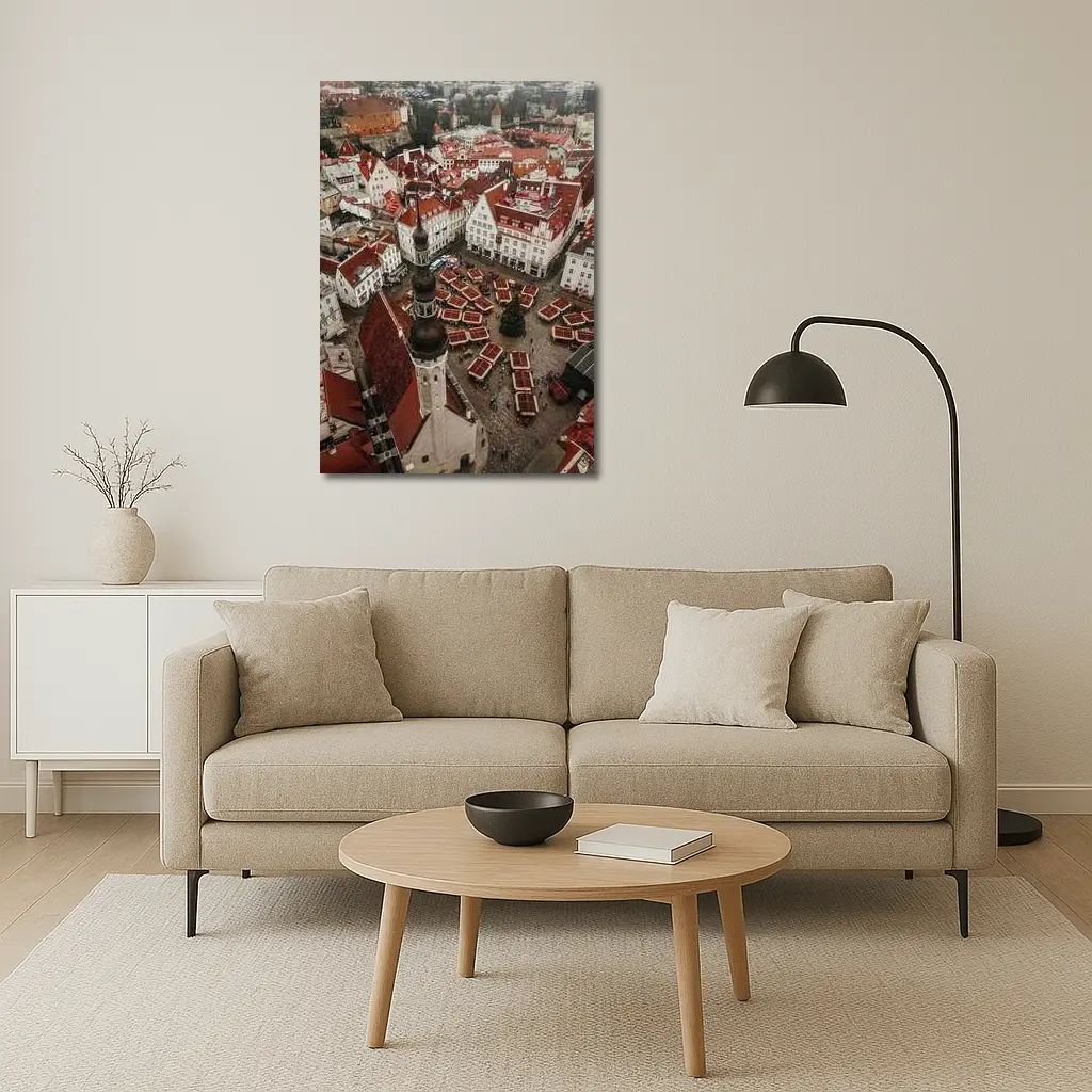 Tallinn Old Town Aerial Christmas Market View – Wall Art