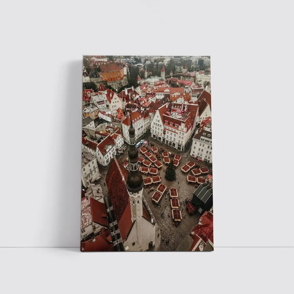 Tallinn Old Town Aerial Christmas Market View – Wall Art