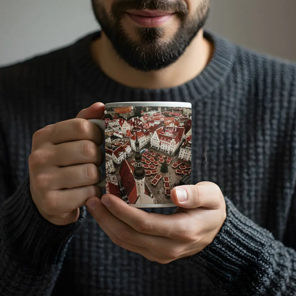 Tallinn Old Town Aerial Christmas Market View – Mugs