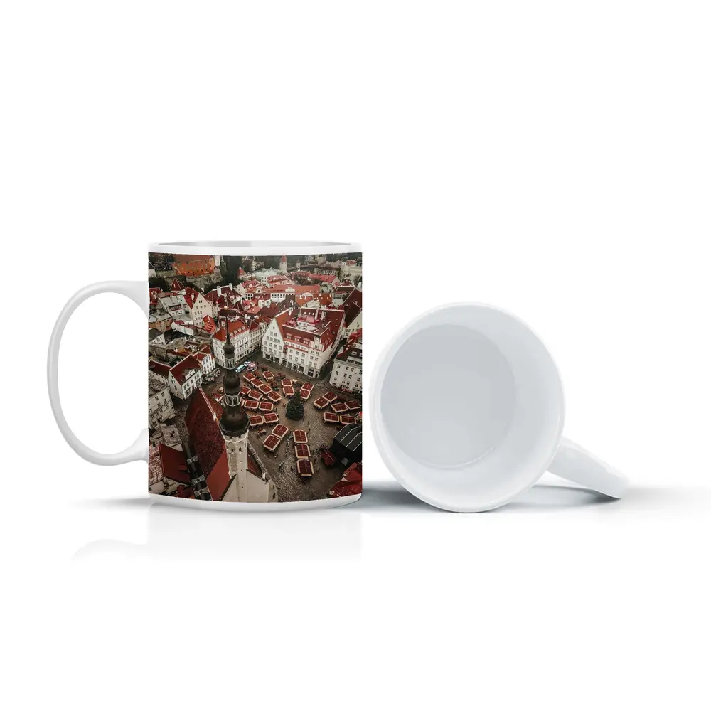 Tallinn Old Town Aerial Christmas Market View – Mugs
