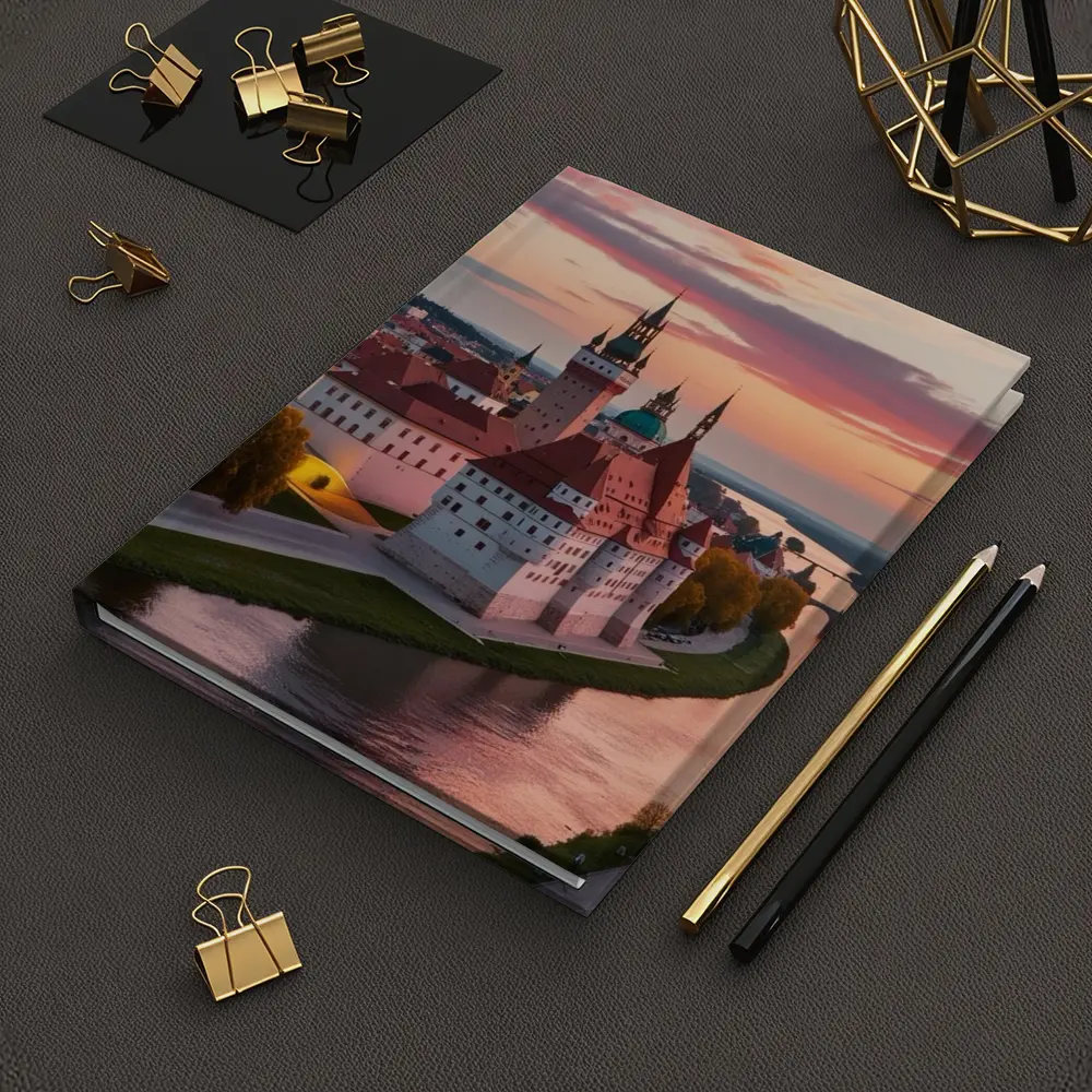 European Castle River Sunset Pink Sky – Notebooks