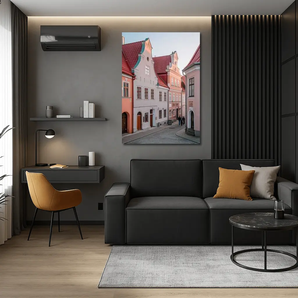 Tallinn Old Town Cobblestone Street Medieval Buildings – Wall Art