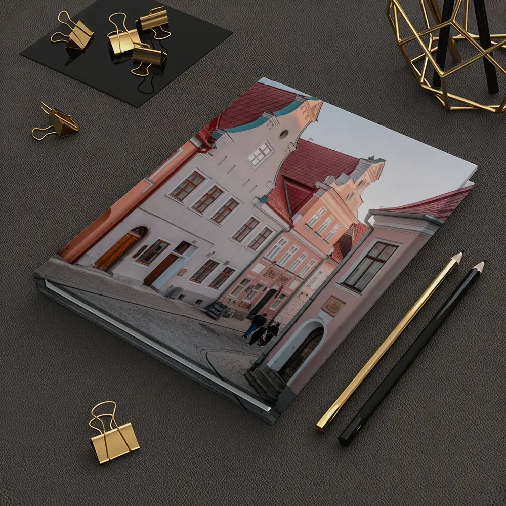Tallinn Old Town Cobblestone Street Medieval Buildings – Notebooks