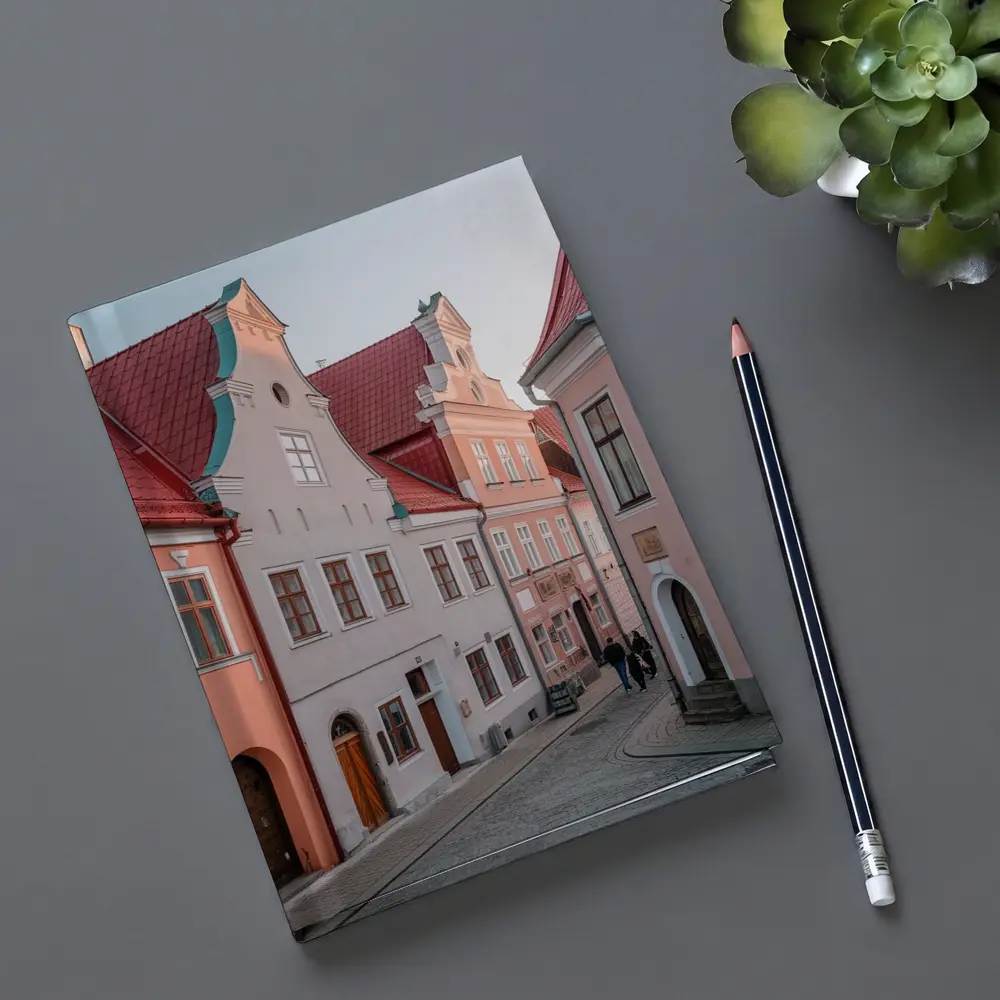 Tallinn Old Town Cobblestone Street Medieval Buildings – Notebooks