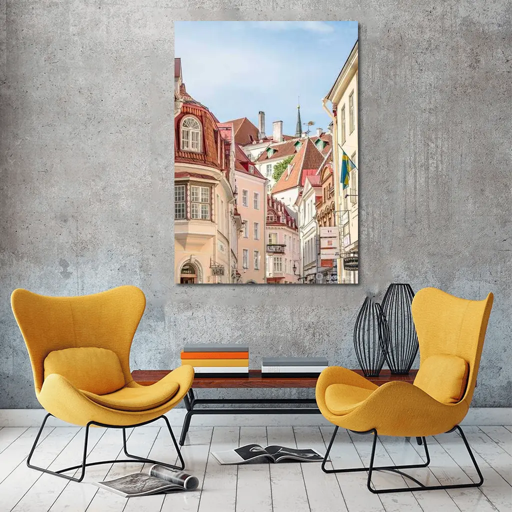 Tallinn Old Town Street Historic Buildings – Wall Art