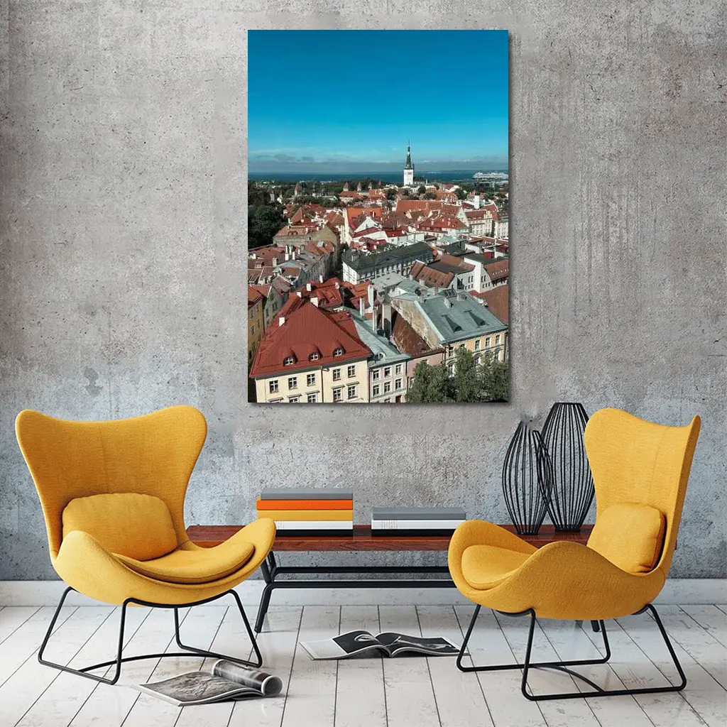 Tallinn Old Town Aerial View Baltic Sea – Wall Art