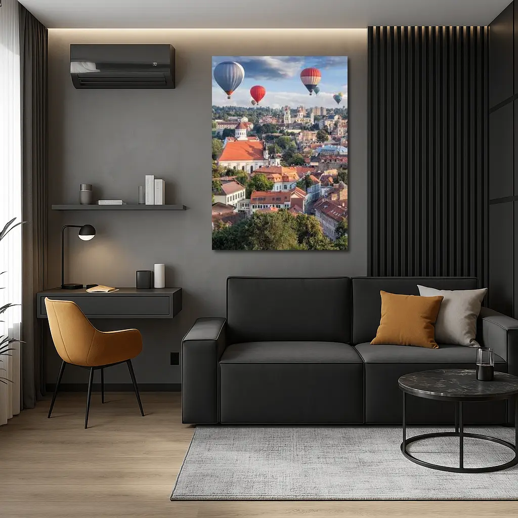 Hot Air Balloons Over Vilnius Old Town – Wall Art