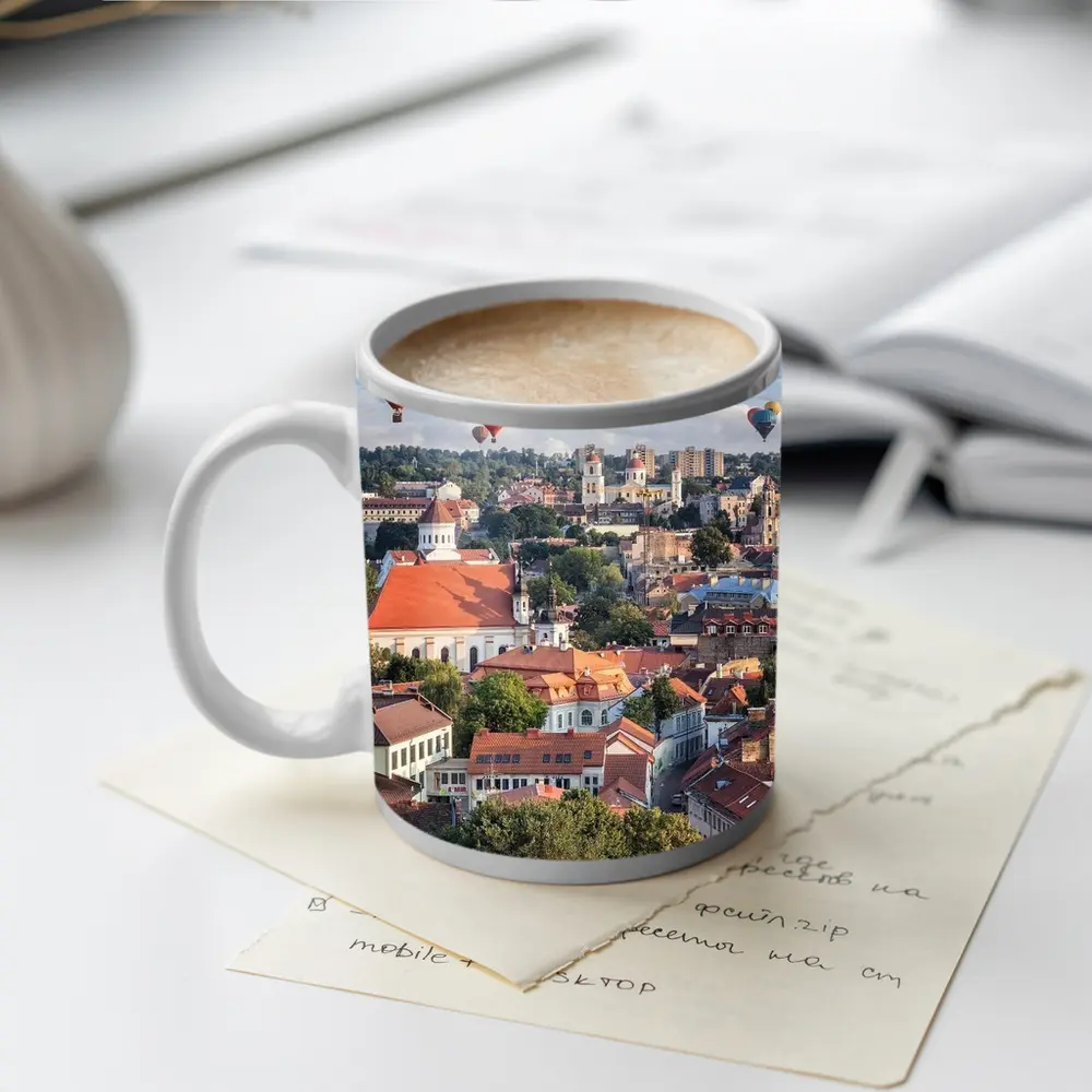 Hot Air Balloons Over Vilnius Old Town – Mugs
