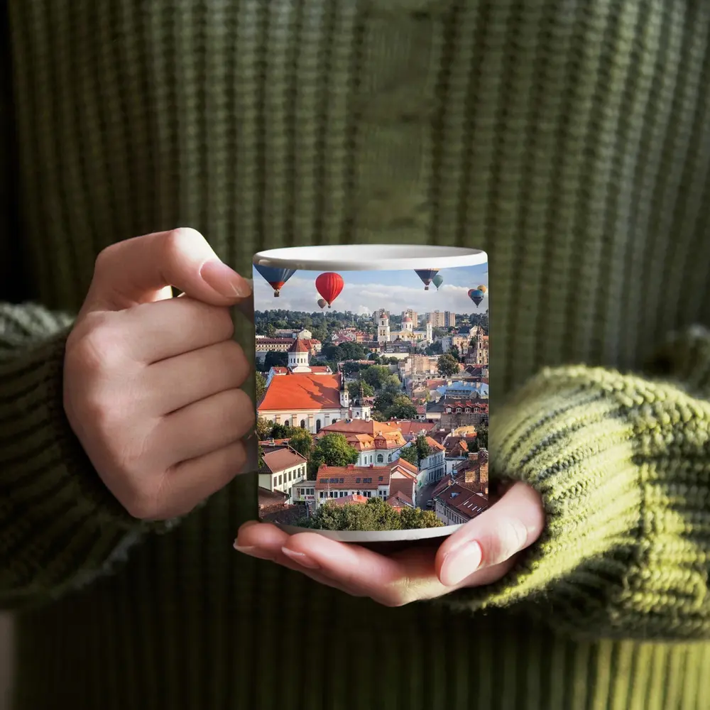 Hot Air Balloons Over Vilnius Old Town – Mugs