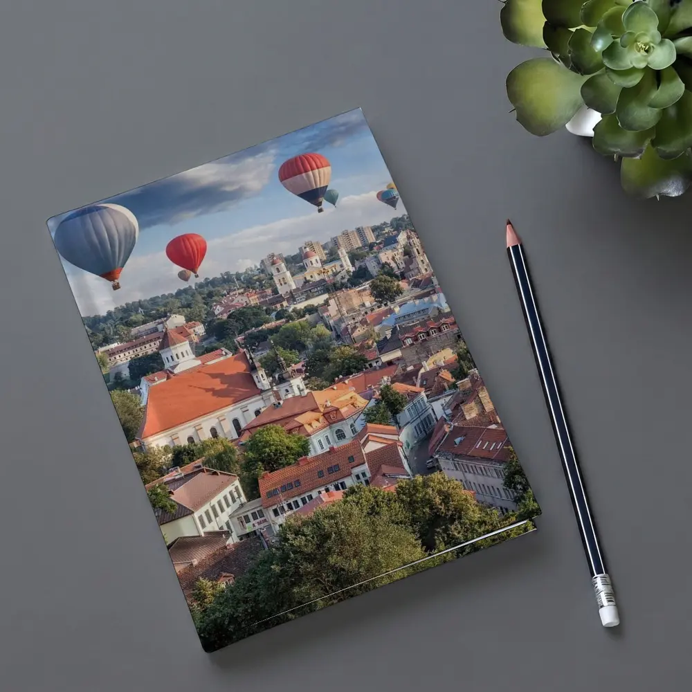 Hot Air Balloons Over Vilnius Old Town – Notebooks