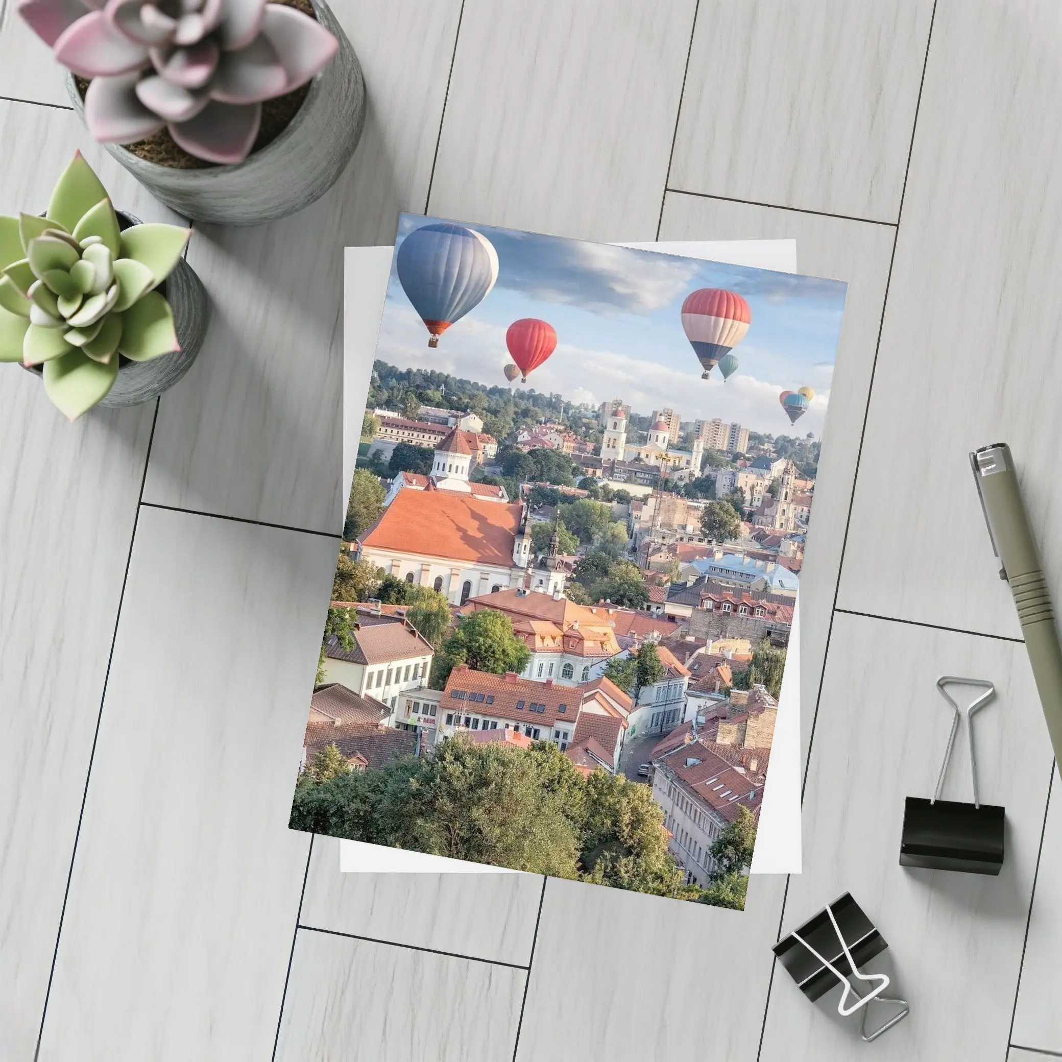 Hot Air Balloons Over Vilnius Old Town – Postcards