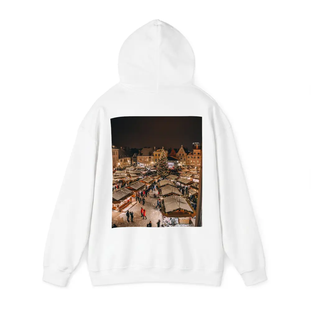 Christmas Market Square Glowing Night Aerial – Hoodies