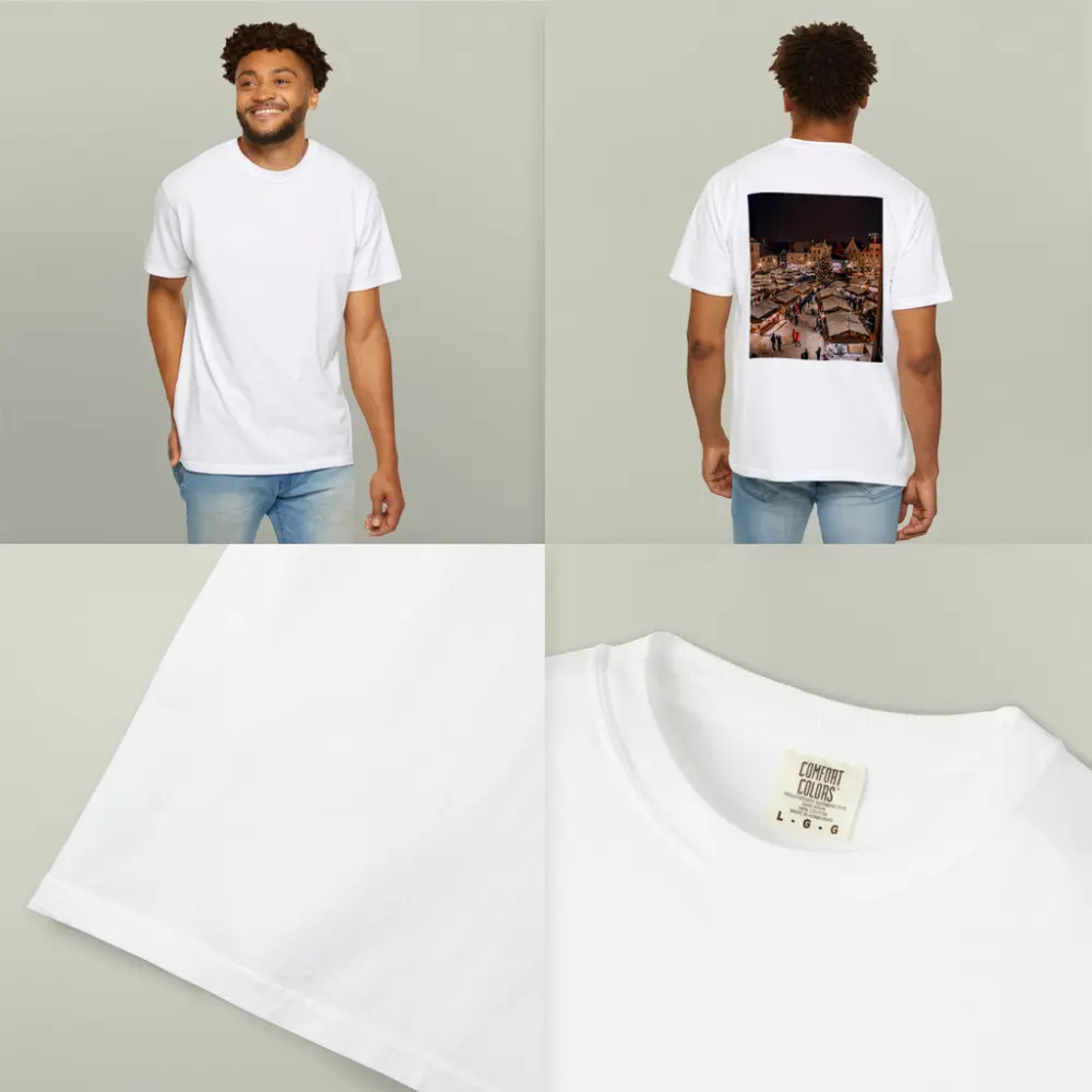 Christmas Market Square Glowing Night Aerial – T-Shirts