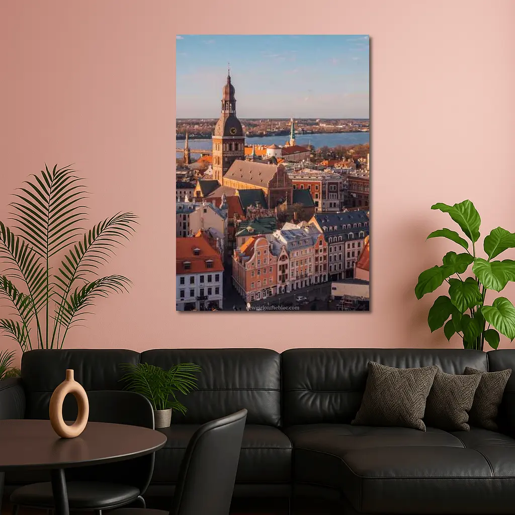 Riga Old Town Cathedral Aerial City View – Wall Art
