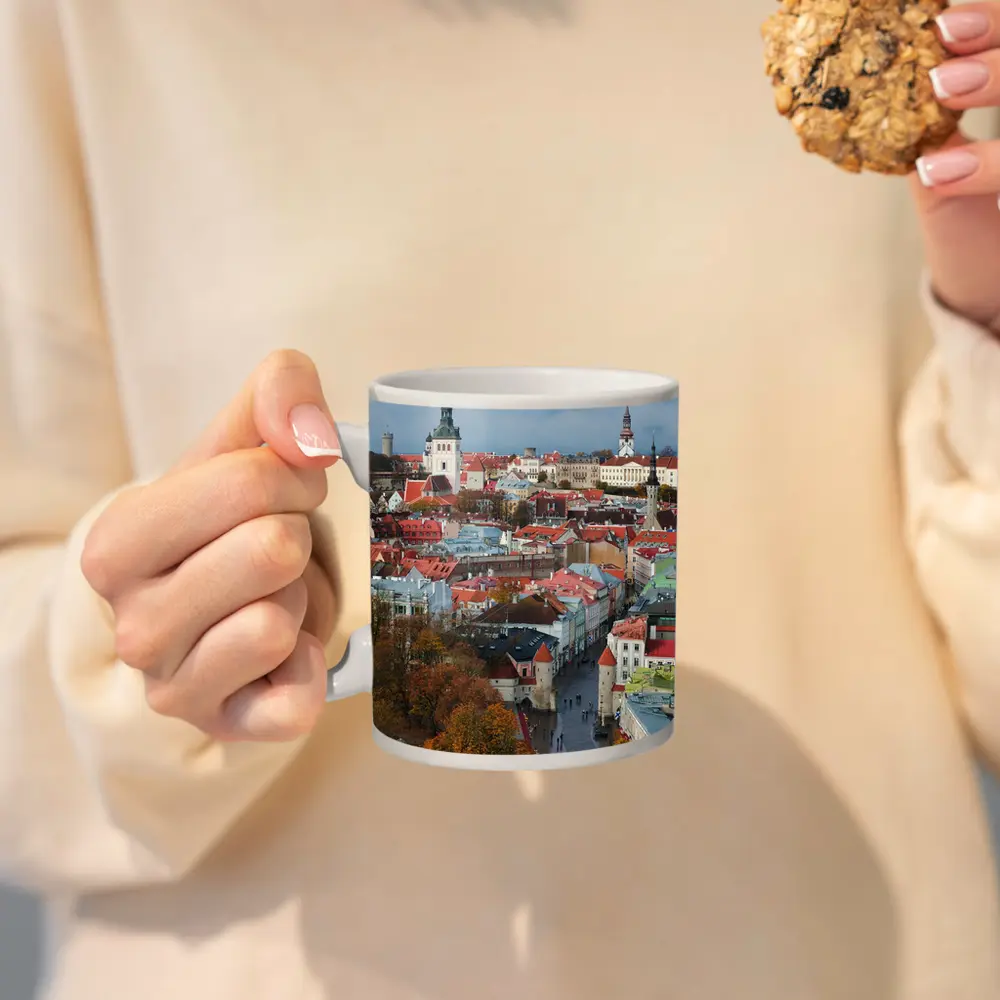 Tallinn Old Town Aerial Autumn City View – Mugs
